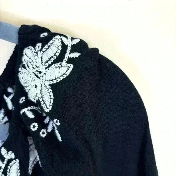 Love Fire Black Rayon Embroider Boho Peasant Cinch Waist V-Neck Romper Size L - Picture 7 of 16
